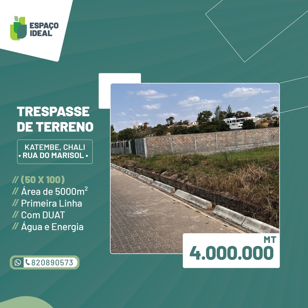 Terreno exclusivo para investimento na Katembe. Com 5.000m² (50x100)